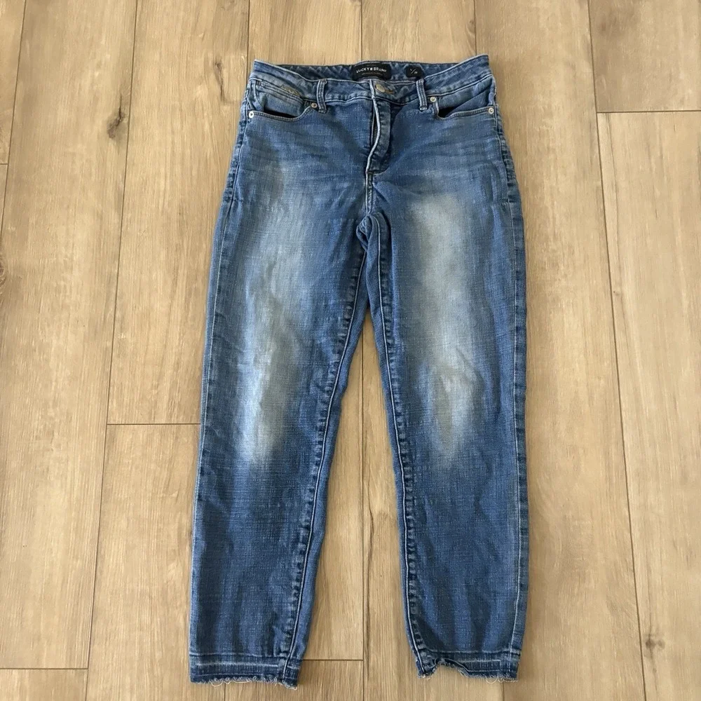 Lucky Brand Women's Hayden Crop Jeans Size 6 / 28 Mid Rise Blue Stretch Denim
